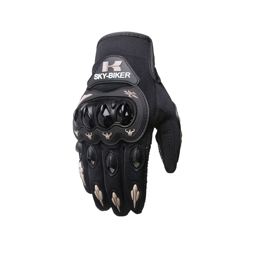 Guantes para Motociclista Hanylish Antideslizante Protección Completa al Dedo y con Sensores Táctiles para Pantalla Negro - Rojo, L