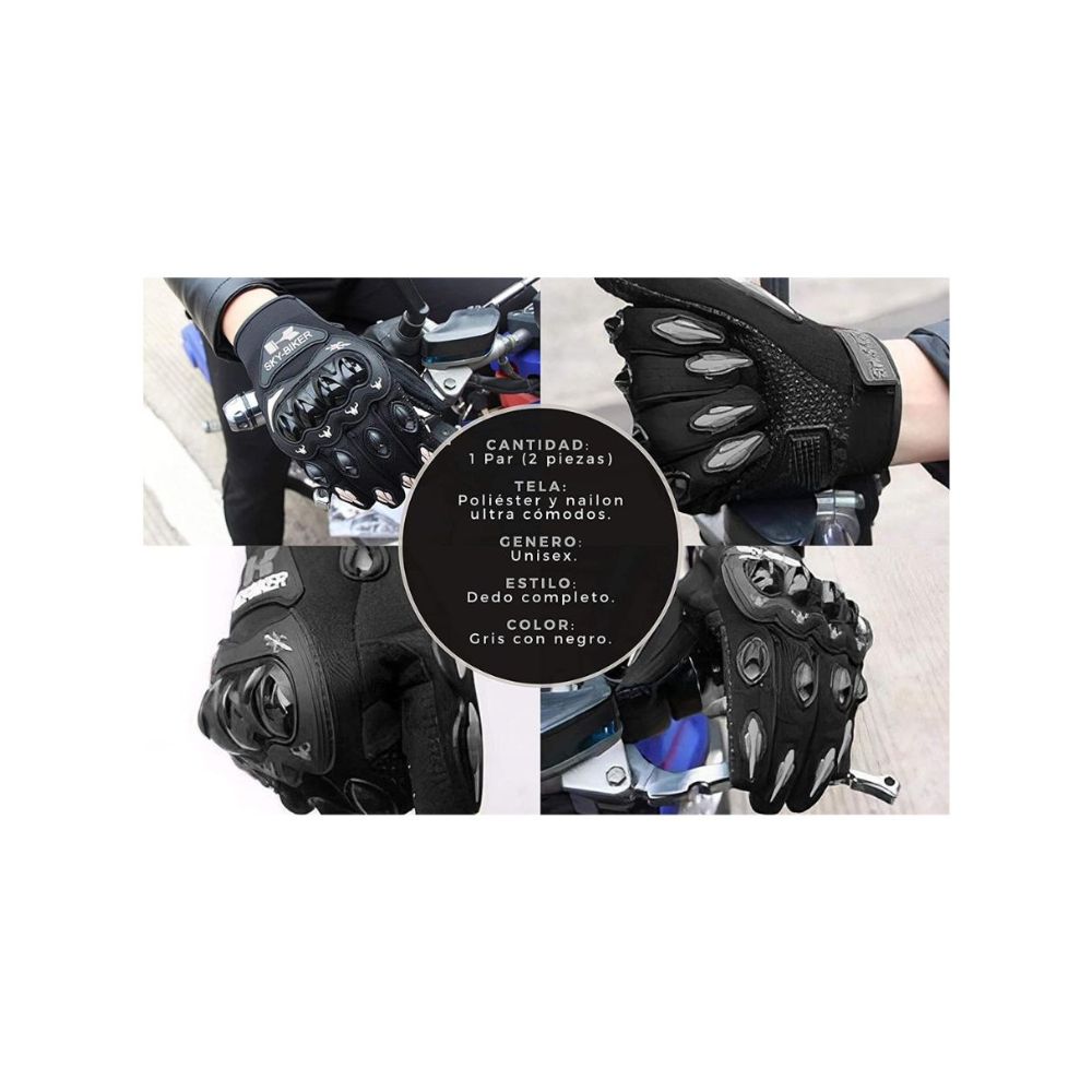 Guantes para Motociclista Hanylish Antideslizante Protección Completa al Dedo y con Sensores Táctiles para Pantalla Negro - Rojo, L
