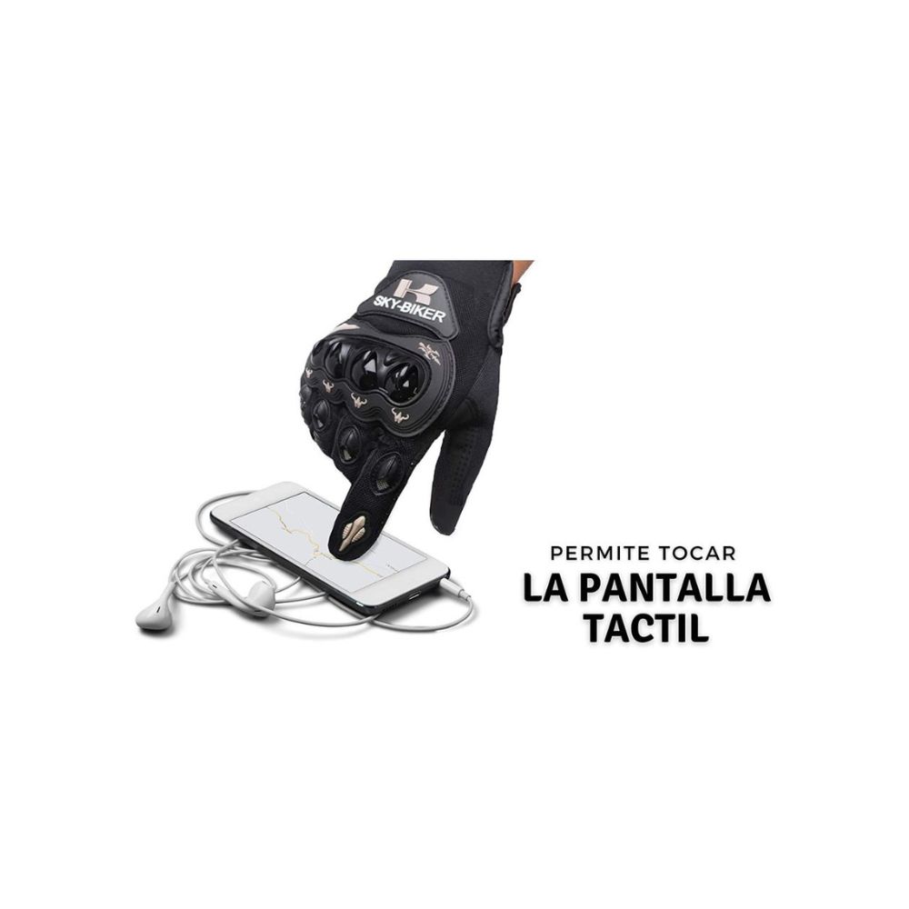 Guantes para Motociclista Hanylish Antideslizante Protección Completa al Dedo y con Sensores Táctiles para Pantalla Negro - Rojo, L