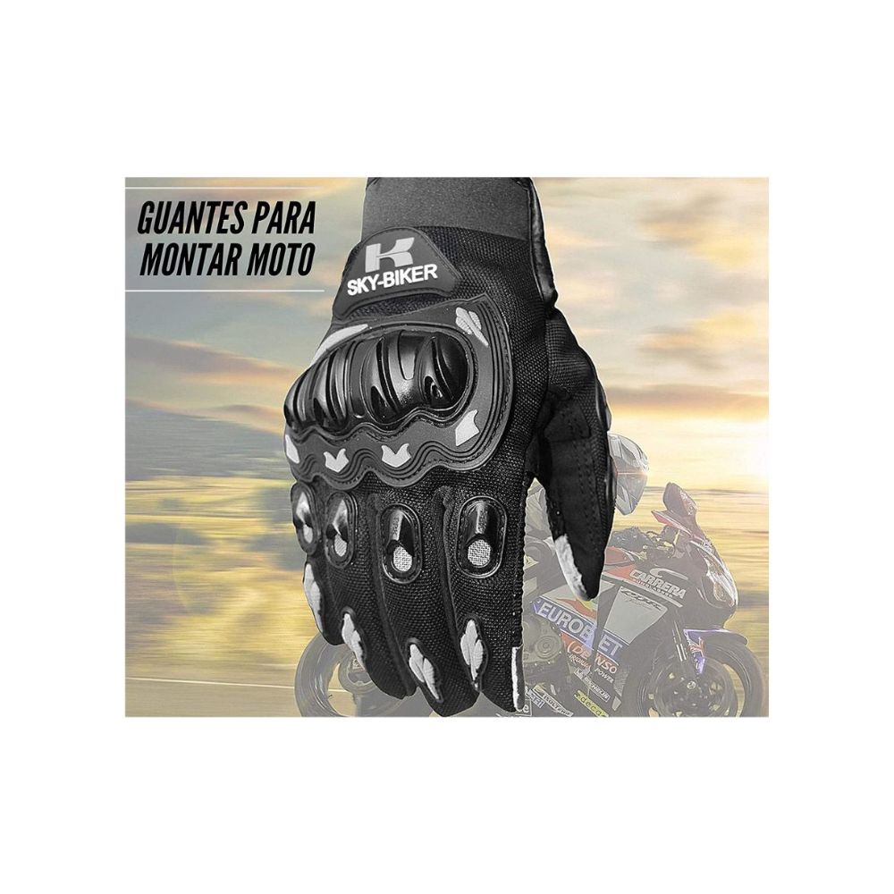 Guantes para Motociclista Hanylish Antideslizante Protección Completa al Dedo y con Sensores Táctiles para Pantalla Negro - Rojo, L