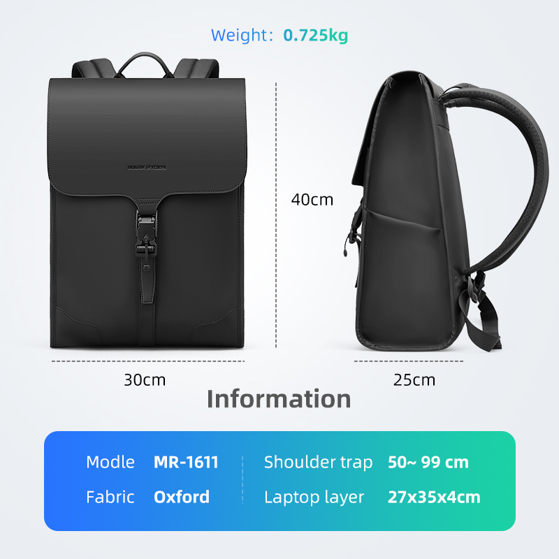 Productos Mochila de negocios Mark Ryden. Espacio y compartimientos para portátil de 15.6 " y tableta de 9.7". Repelente al agua y correas acolchadas. Modelo 1611