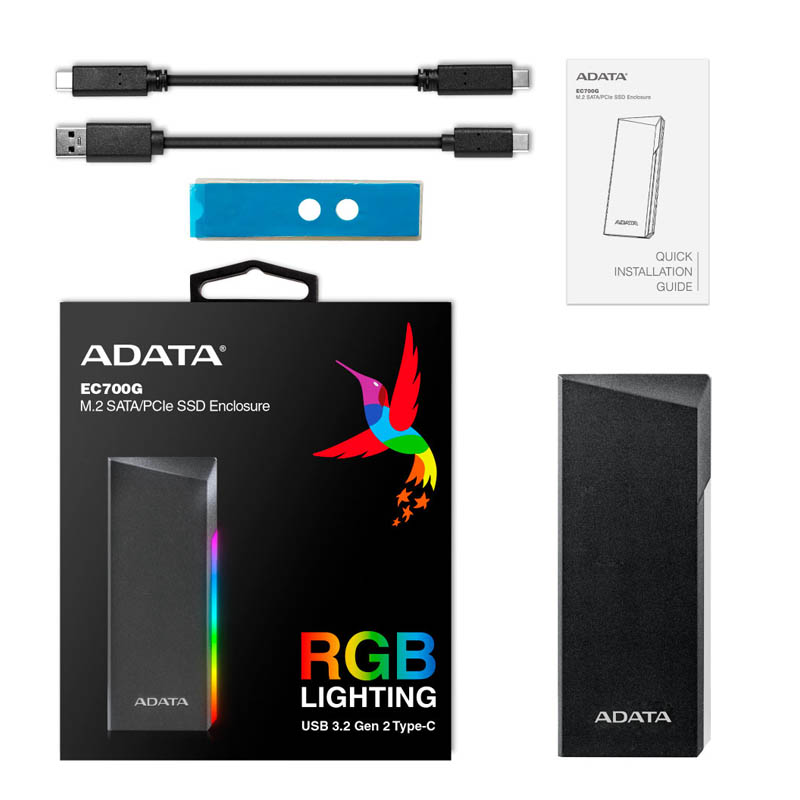 CASE ADATA EC700 M2/PCIE/SATA NEGRO USB 3.2 AEC700GU32G2-CGY.