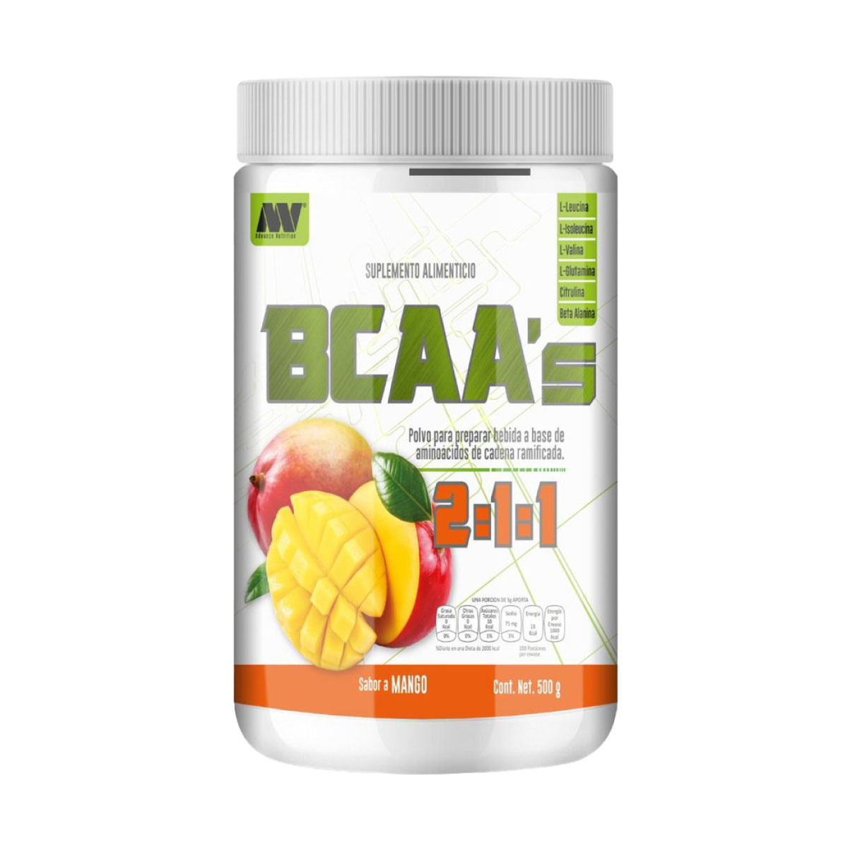 Aminoacidos BCAAs 2:1:1 Advance Nutrition 500g 100 Serv. - Frutos Exoticos