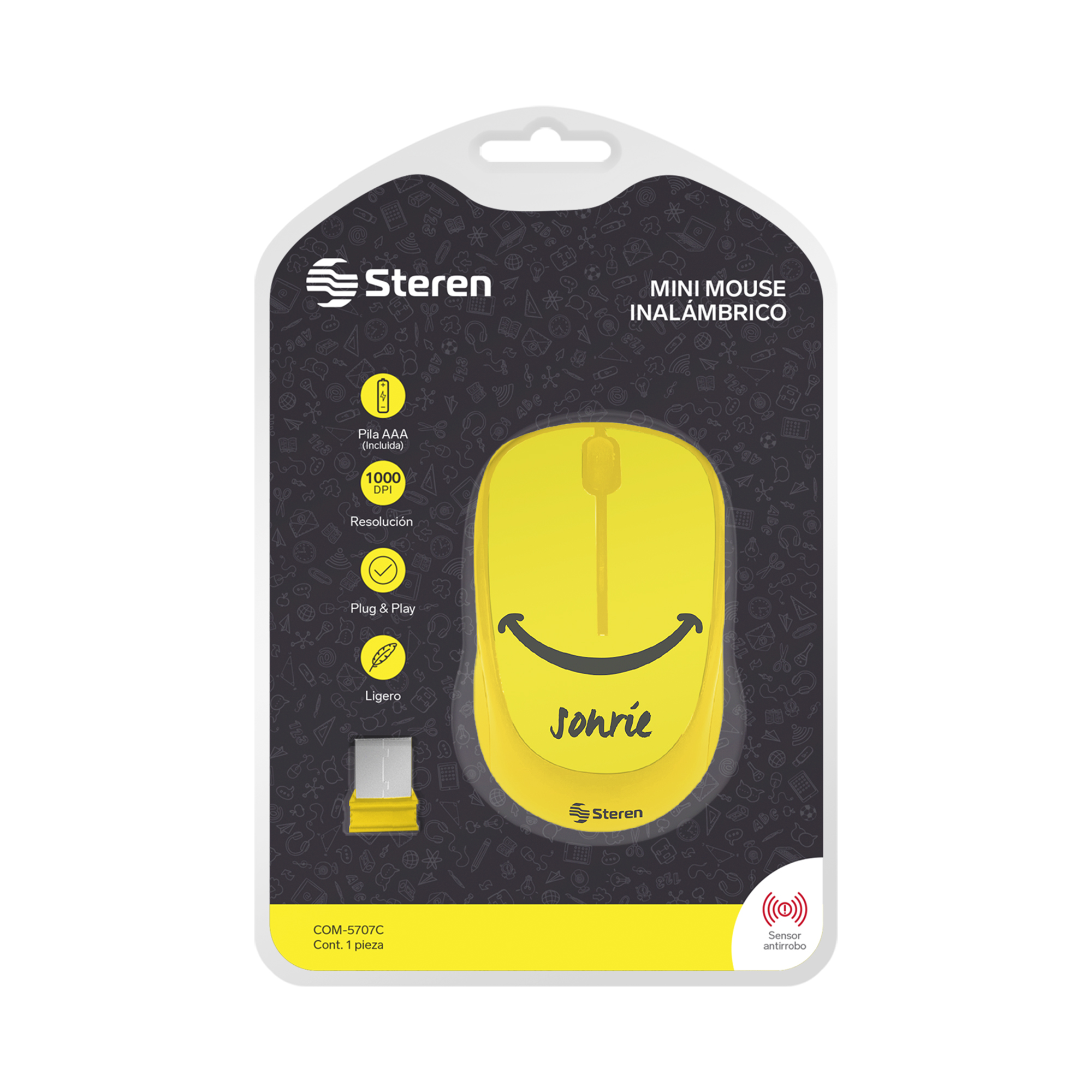 Mini Mouse Inalámbrico Steren 1000 Dpi´s Óptico COM-5707C