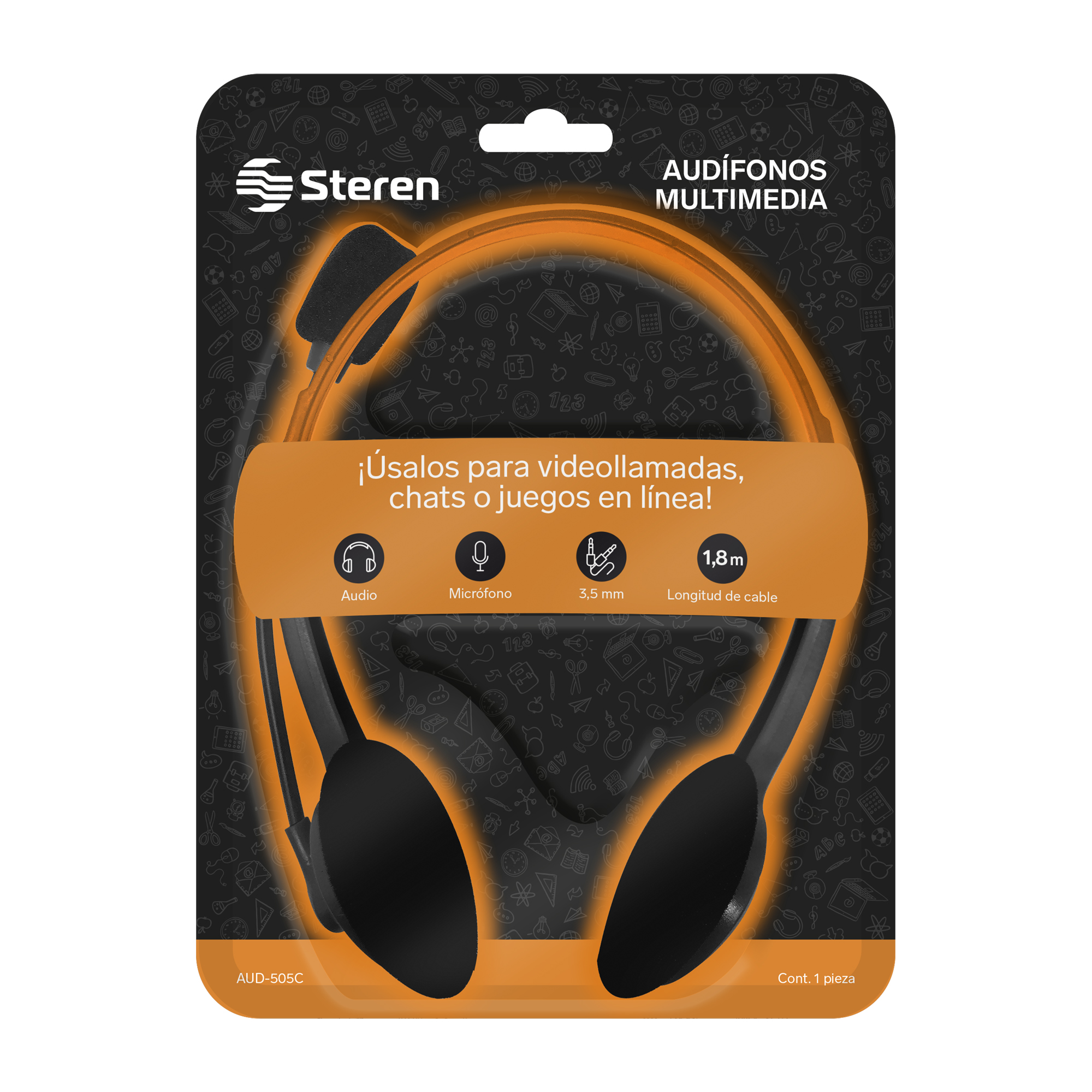 Audífonos Multimedia Steren Doble Plug 3,5 mm Ultraligeros para Computadora Elije el Tuyo AUD-505C