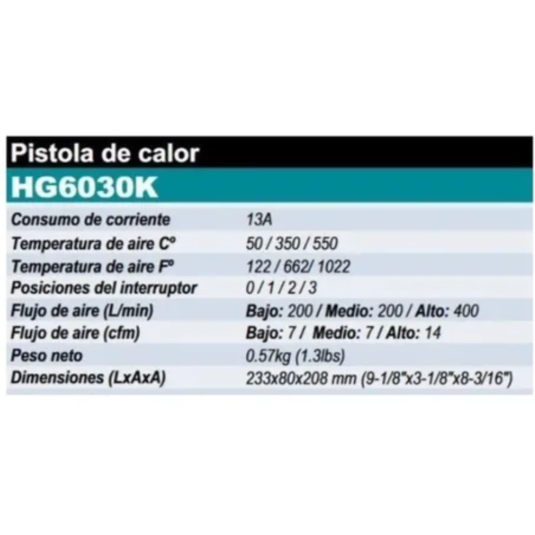 Pistola De Calor Makita Hg6030k