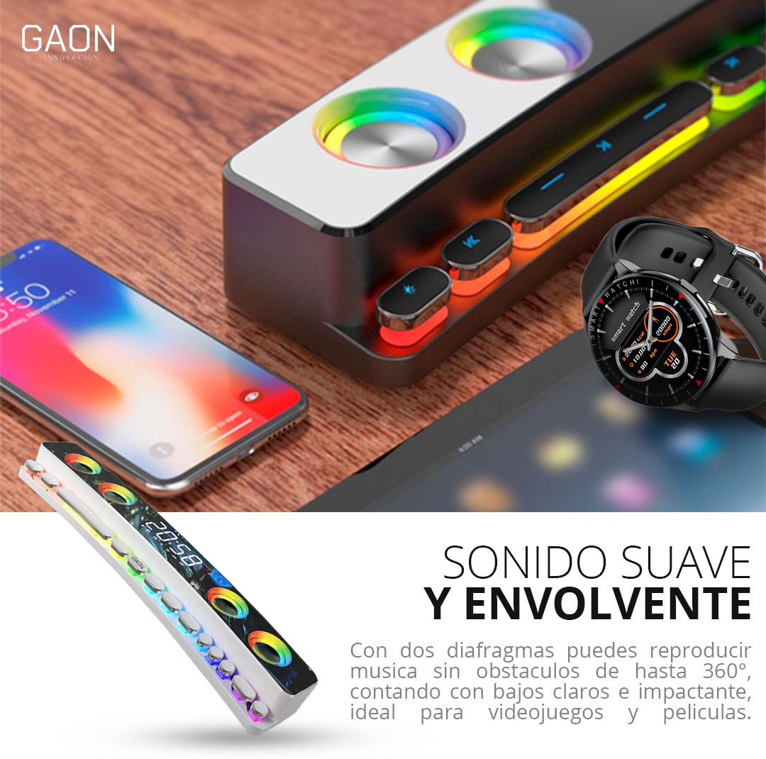 Bocina Gamer Rgb Pc Con Sonido Envolvente Para Video Juegos