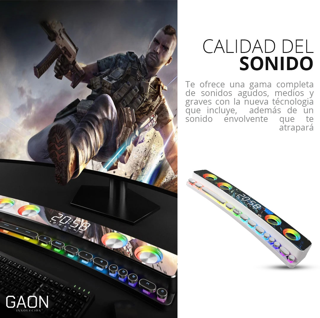 Bocina Gamer Rgb Pc Con Sonido Envolvente Para Video Juegos