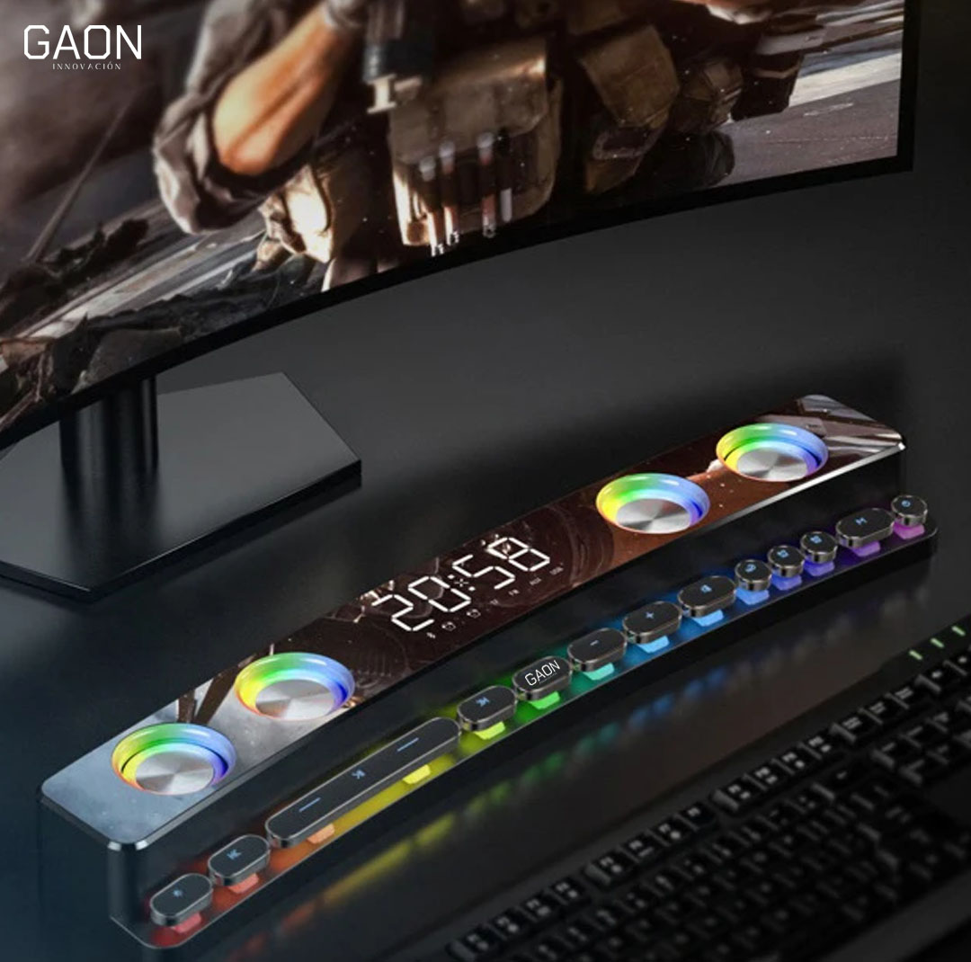 Bocina Gamer Rgb Pc Con Sonido Envolvente Para Video Juegos
