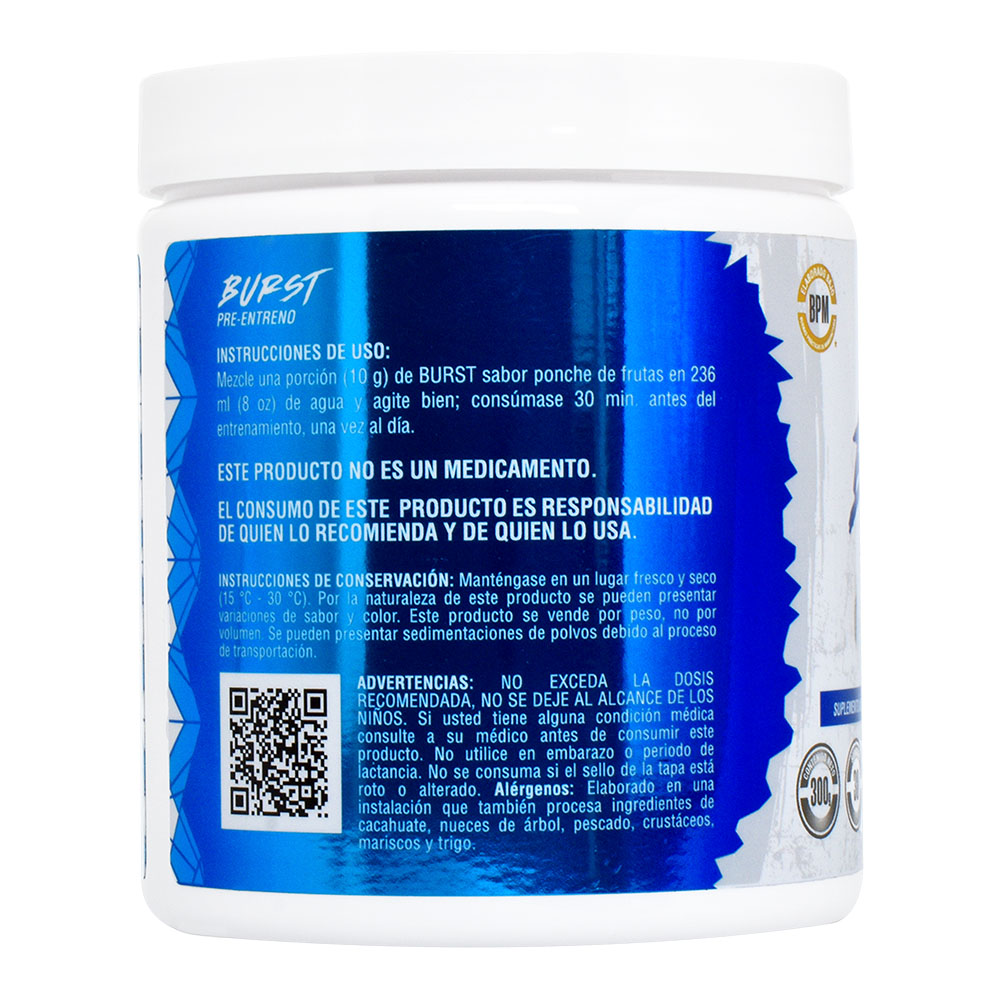 BP Pre entreno Burst Ponche de Frutas 30 srvs