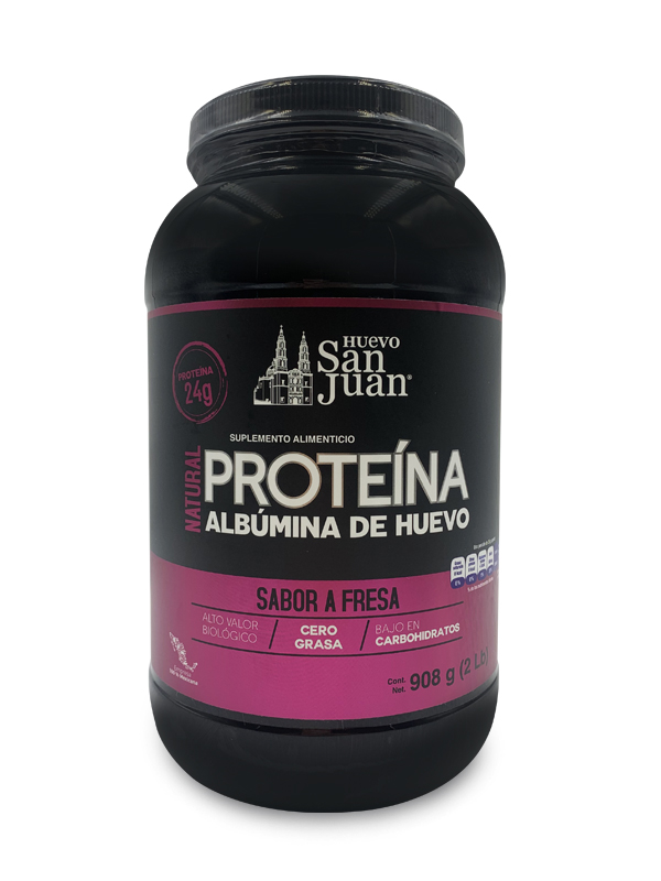 Proteína de albúmina de huevo San Juan sabor fresa 908 gr