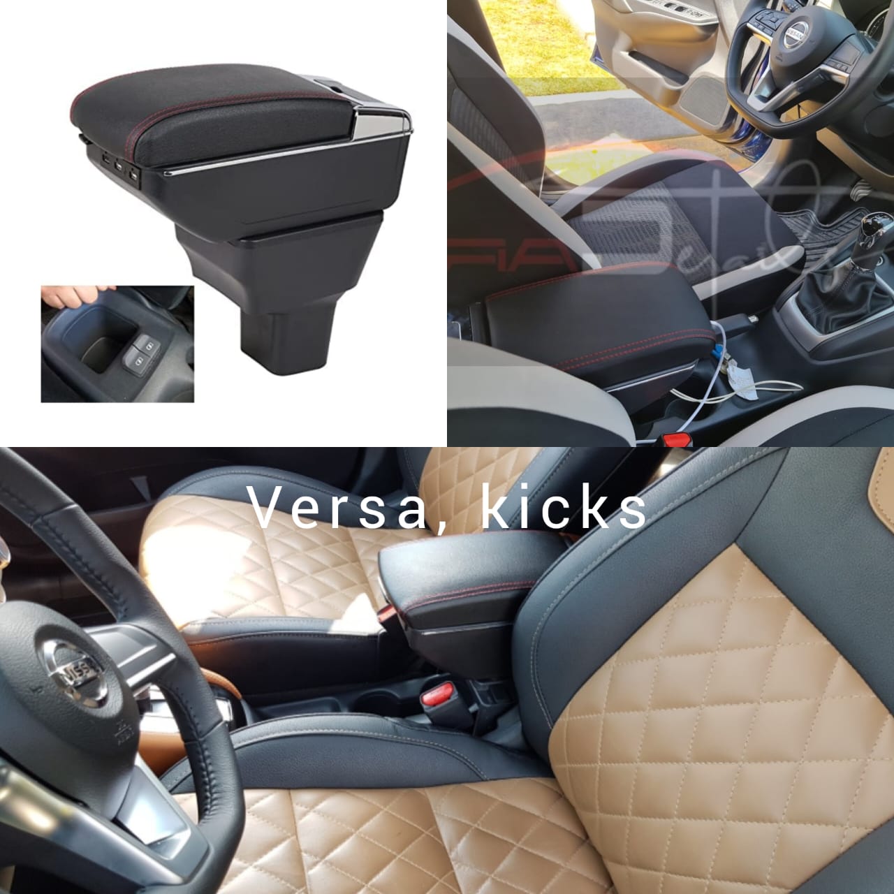 Descansa Brazos Kicks & Versa 7 Usb Luz Led Plug &play