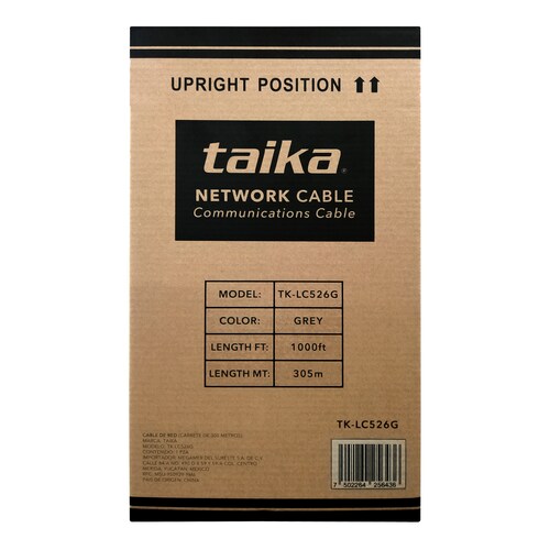 Bobina Cable Taika Cat5e Utp 26awg 305 Metros Gris Tk-lc526g