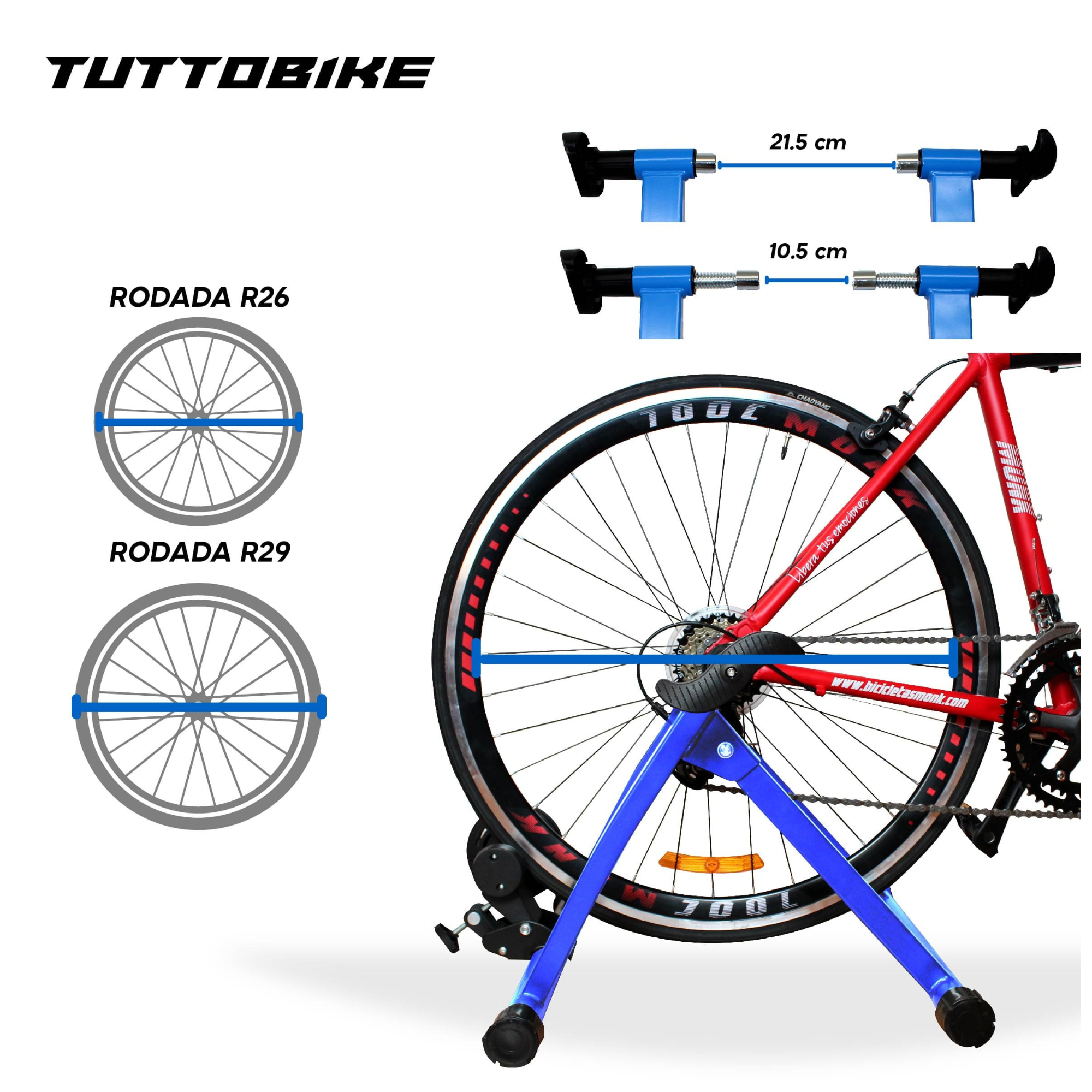 Rodillo Entrenador Estático Bicicleta Tuttobike R 26 27 29 700 Azul