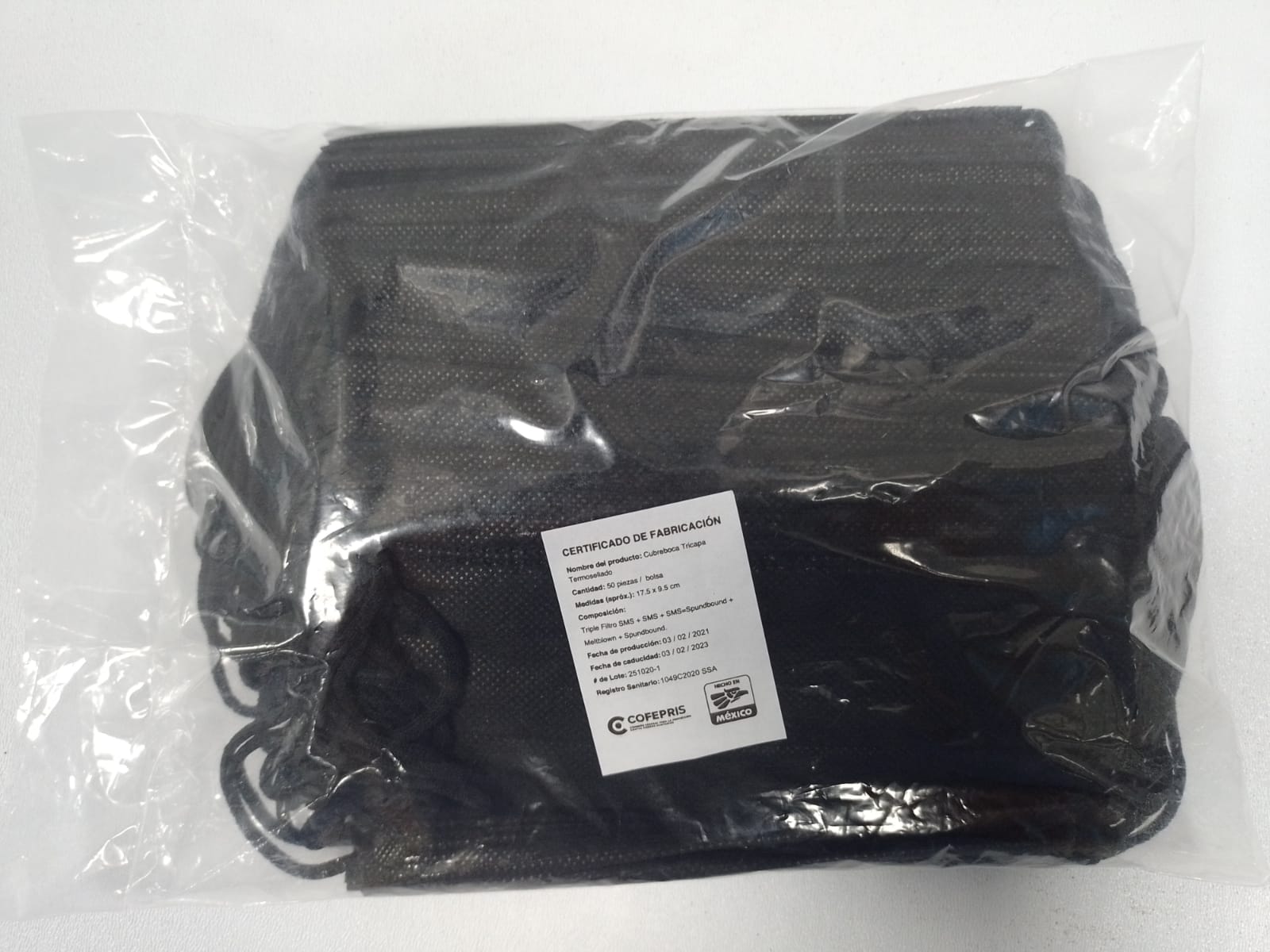 CAJA DE CUBREBOCAS NEGRO O AZUL (50PIEZAS)