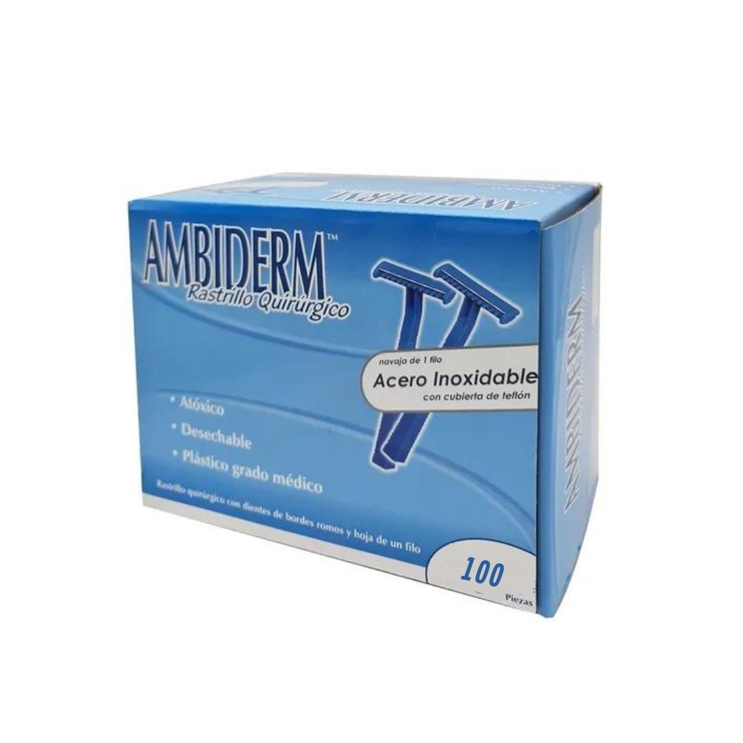 Rastrillo Quirúrgico 2 Filo C/100 Piezas - Ambiderm