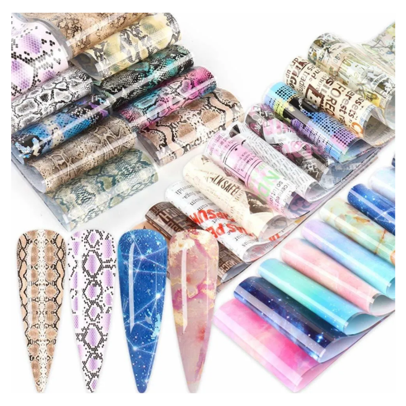 Pegatinas Uñas Foil Transfer Láminas Mármol Serpentina 50 pzas.