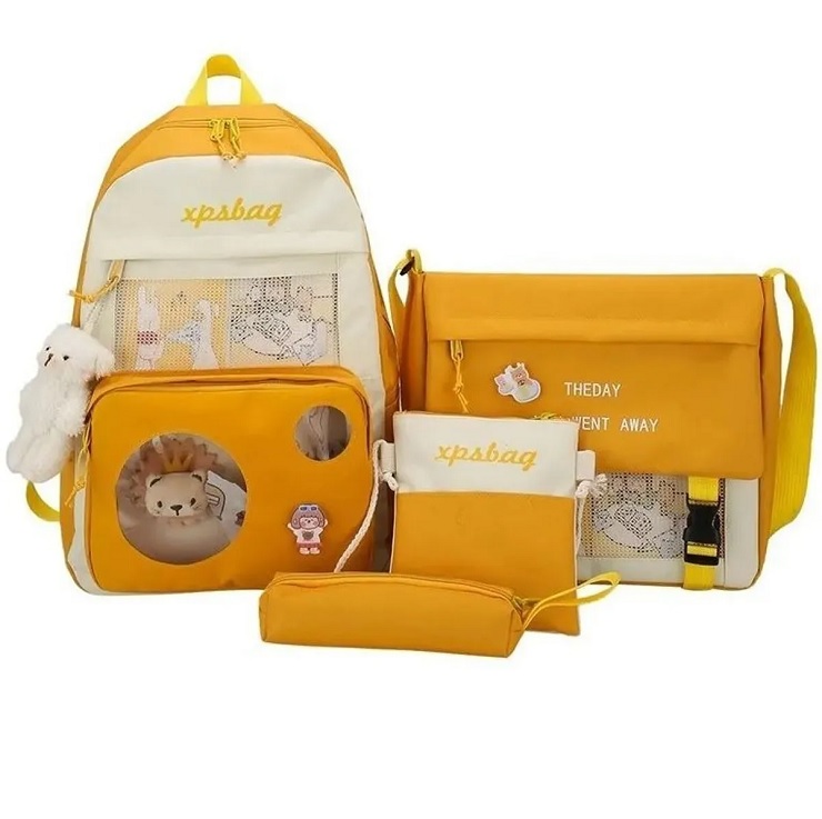 Set De 4 Piezas De Mochilas Escolares Para Niñas Y Niños Color Amarillo