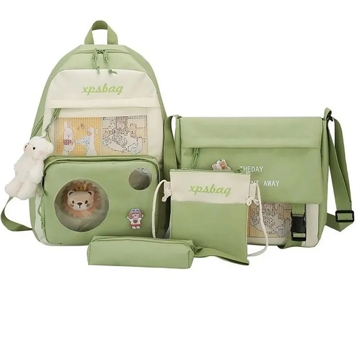 Set De 4 Piezas De Mochilas Escolares Para Niñas Y Niños Color Verde