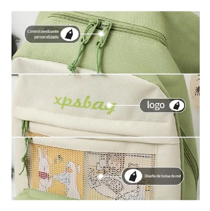Set De 4 Piezas De Mochilas Escolares Para Niñas Y Niños Color Verde