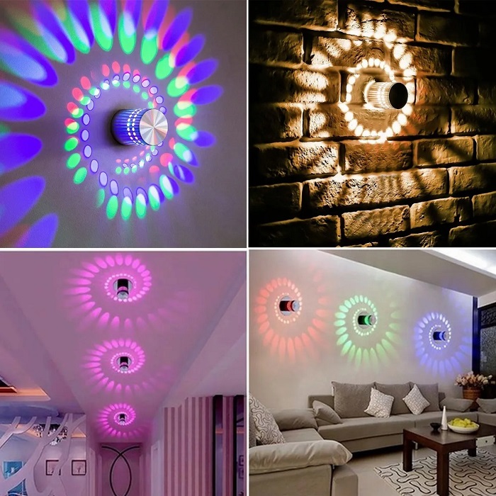 Lámpara Pared Rgb Led En Espiral Para Muro Decorativas