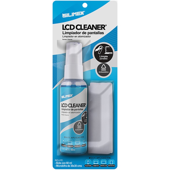 Limpiador De Pantallas Silimex LCD Cleaner 60ml Con Microfibra