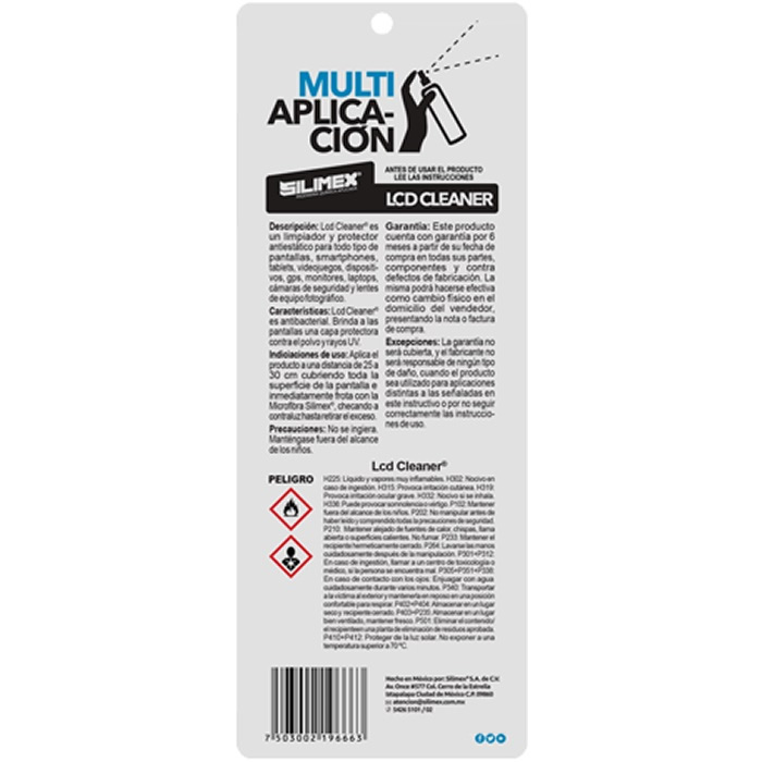 Limpiador De Pantallas Silimex LCD Cleaner 60ml Con Microfibra