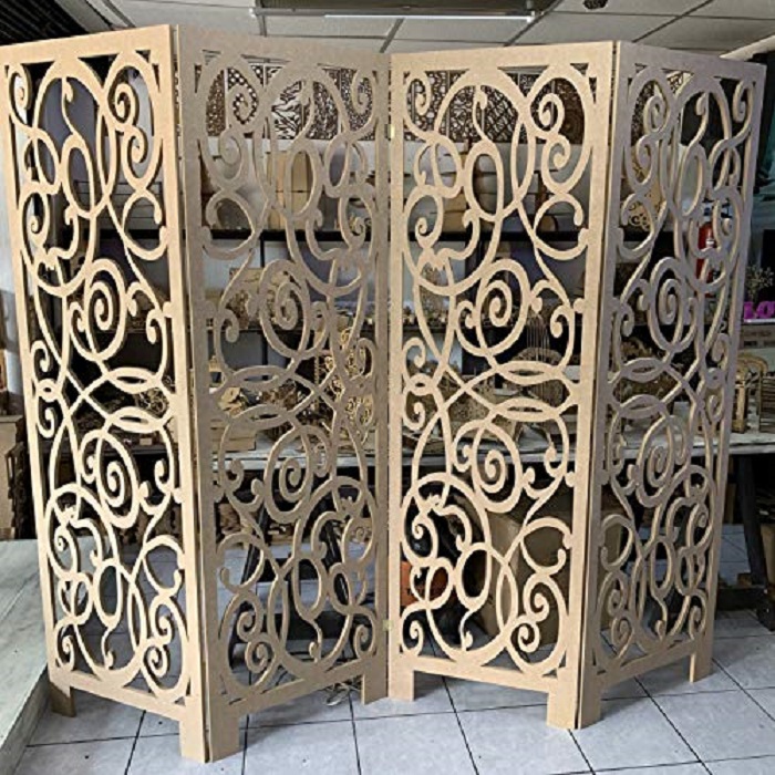 BIOMBO DECORATIVO MDF 4 PANELES NATURALES