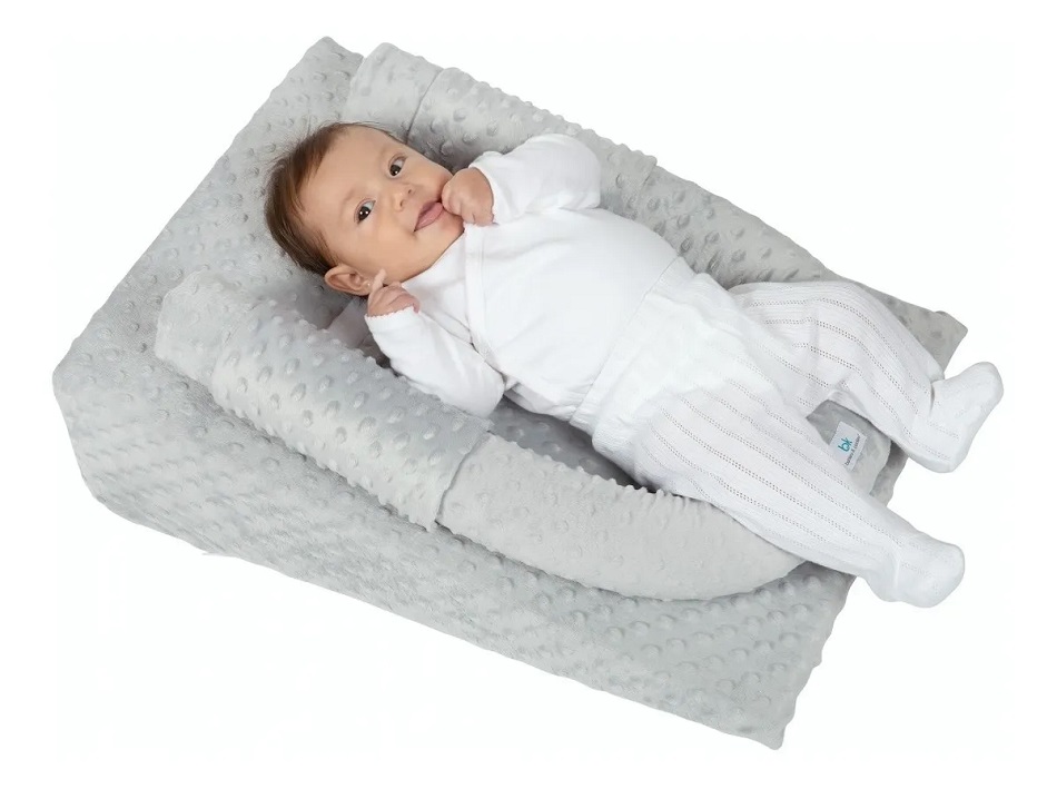 Cojin Antireflujo Colchón Para Bebé Color Gris