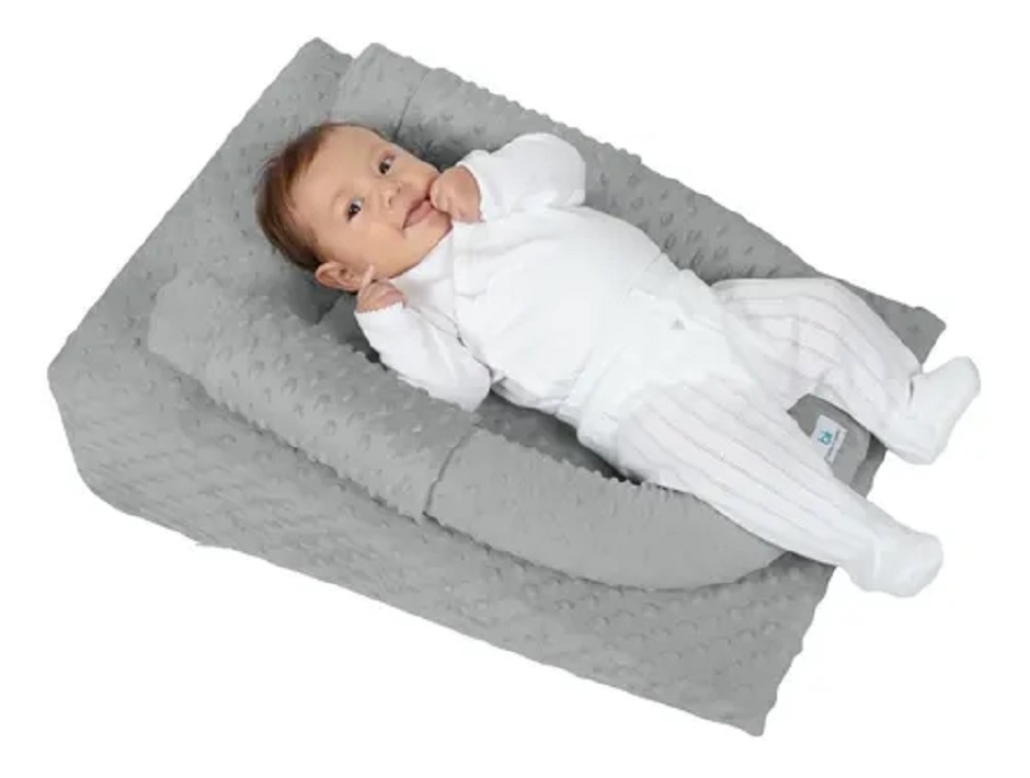 Cojin Antireflujo Colchón Para Bebé Color Gris Oscuro