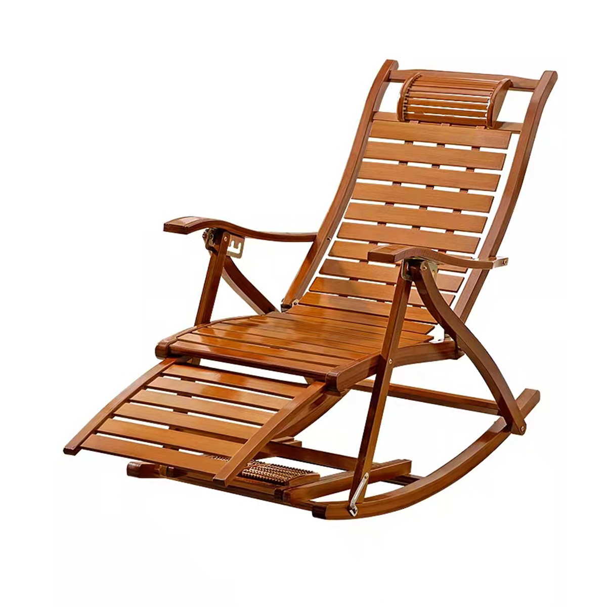 Silla Mecedora De Bambú Y Poliéster Con Colchón Komfort