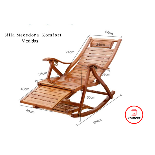 Silla Mecedora De Bambú Y Poliéster Con Colchón Komfort