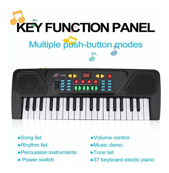 Piano Eléctrico De Juguete Para Niños, 37 Teclas 8 Ritmos