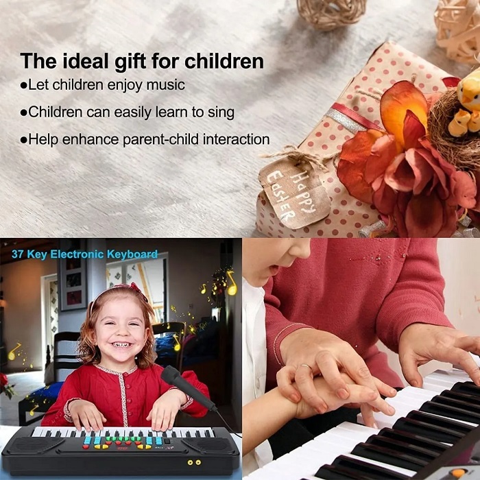 Piano Eléctrico De Juguete Para Niños, 37 Teclas 8 Ritmos