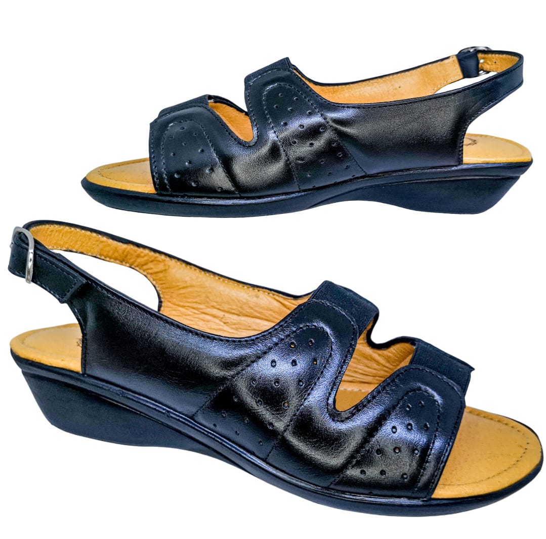 Huarache Para Dama Borrego Para Pie Delicado Y Diabético, Acojinado Color Negro..