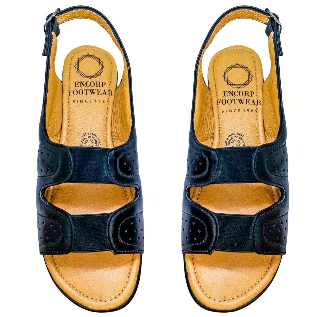 Huarache Para Dama Borrego Para Pie Delicado Y Diabético, Acojinado Color Negro..