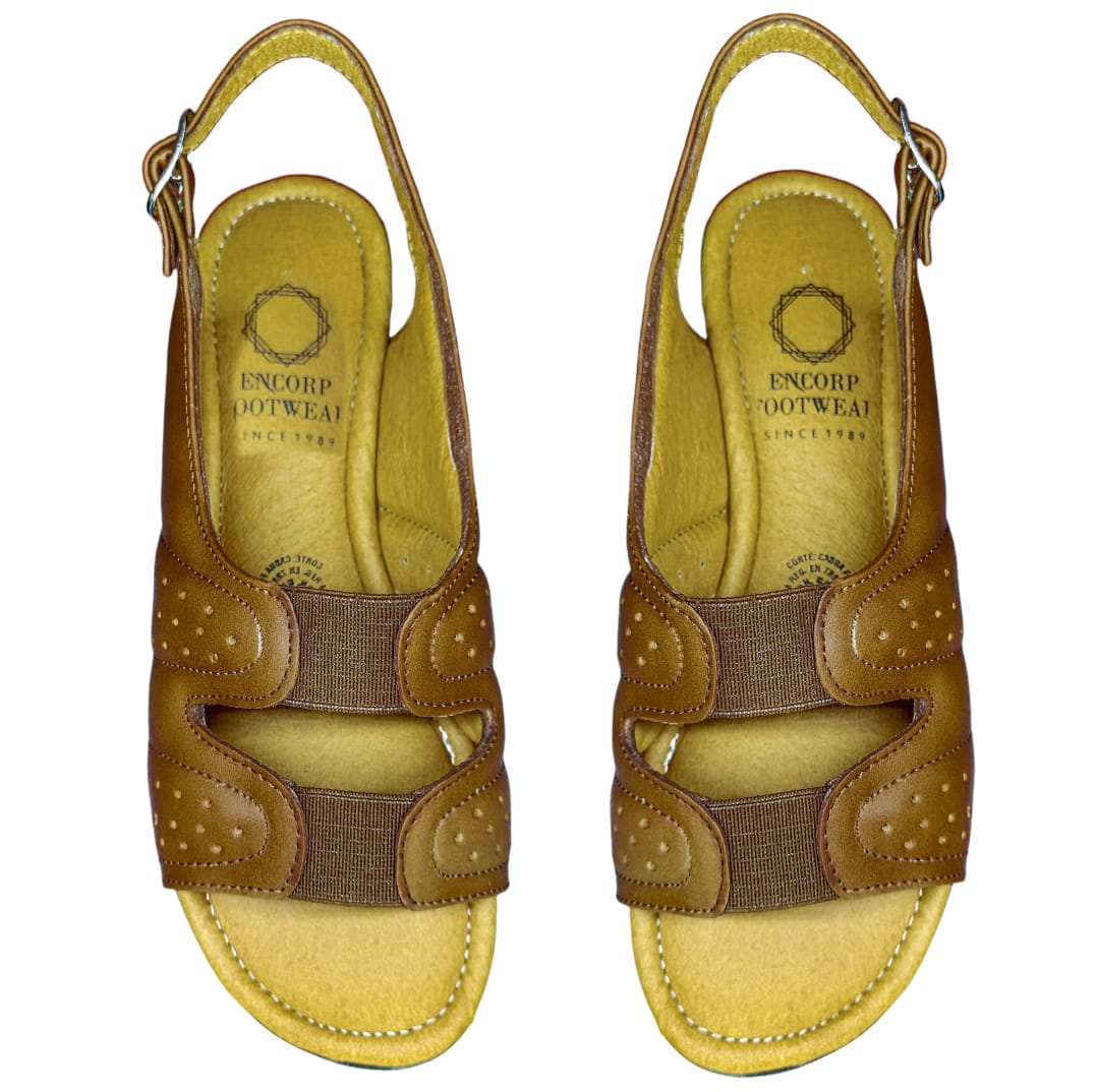 Huarache Para Dama Borrego Para Pie Delicado Y Diabético, Acojinado Color Miel.