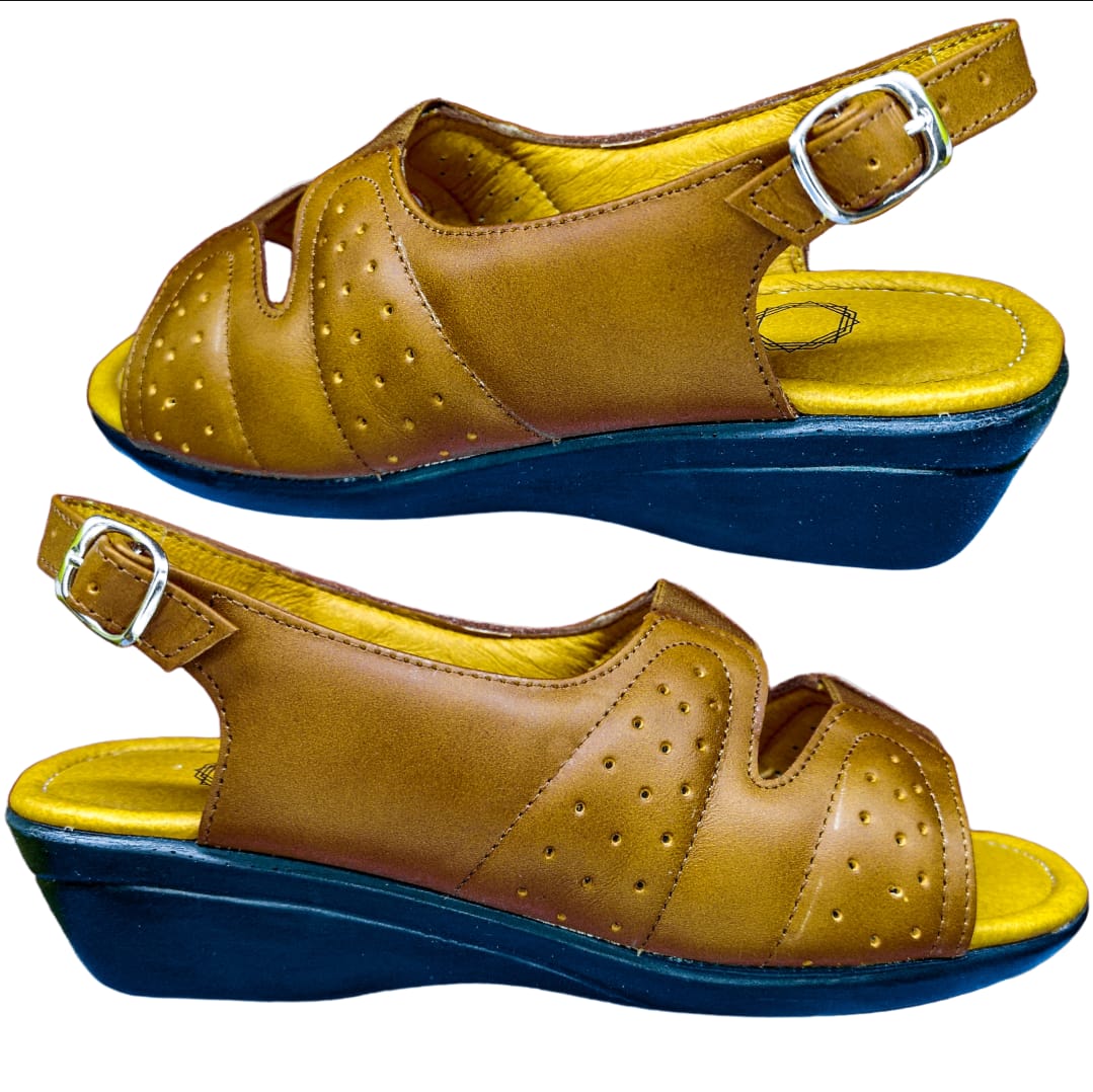 Huarache Para Dama Borrego Para Pie Delicado Y Diabético, Acojinado Color Miel.