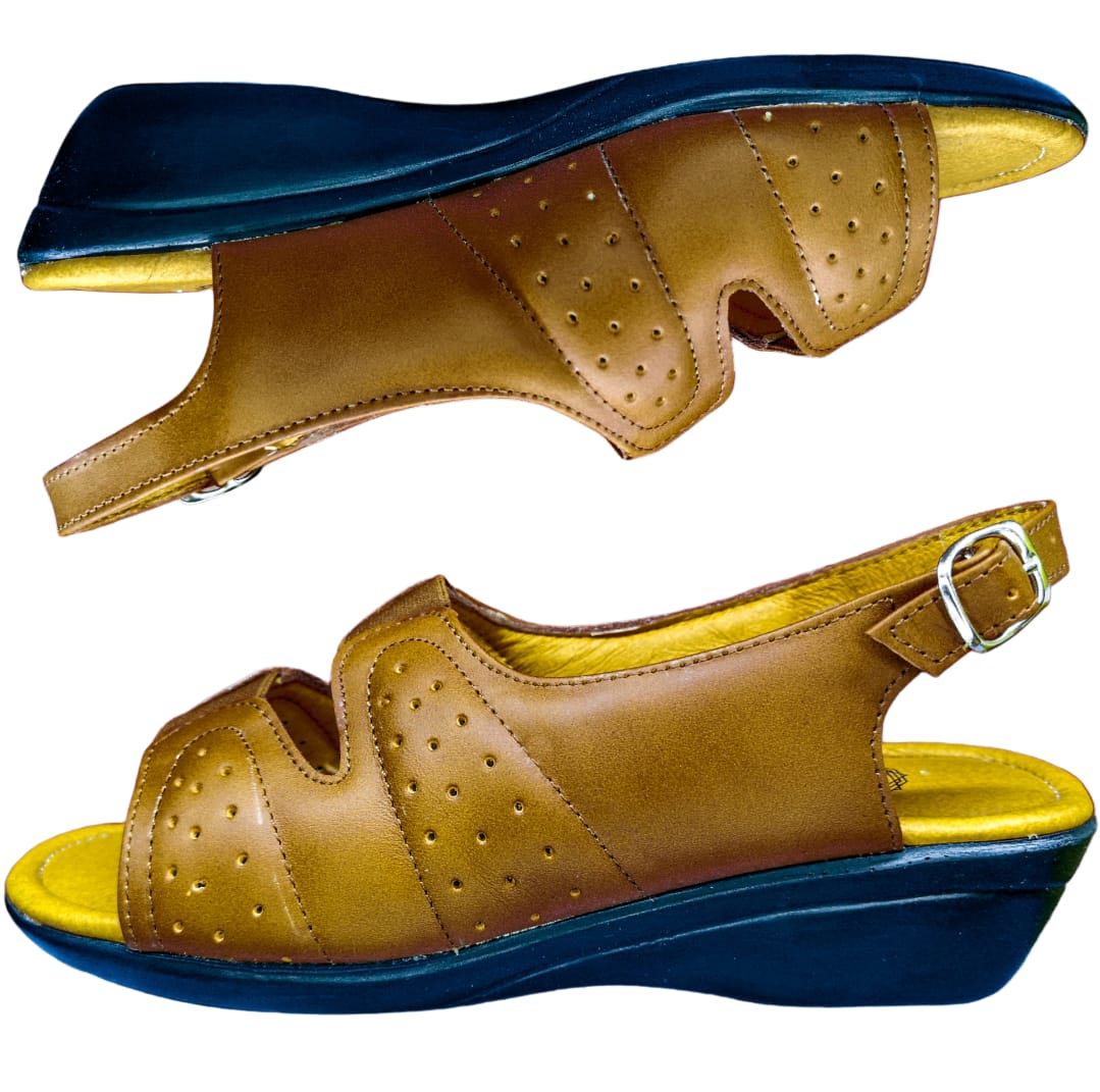 Huarache Para Dama Borrego Para Pie Delicado Y Diabético, Acojinado Color Miel.