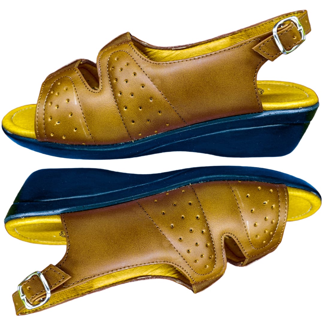 Huarache Para Dama Borrego Para Pie Delicado Y Diabético, Acojinado Color Miel.