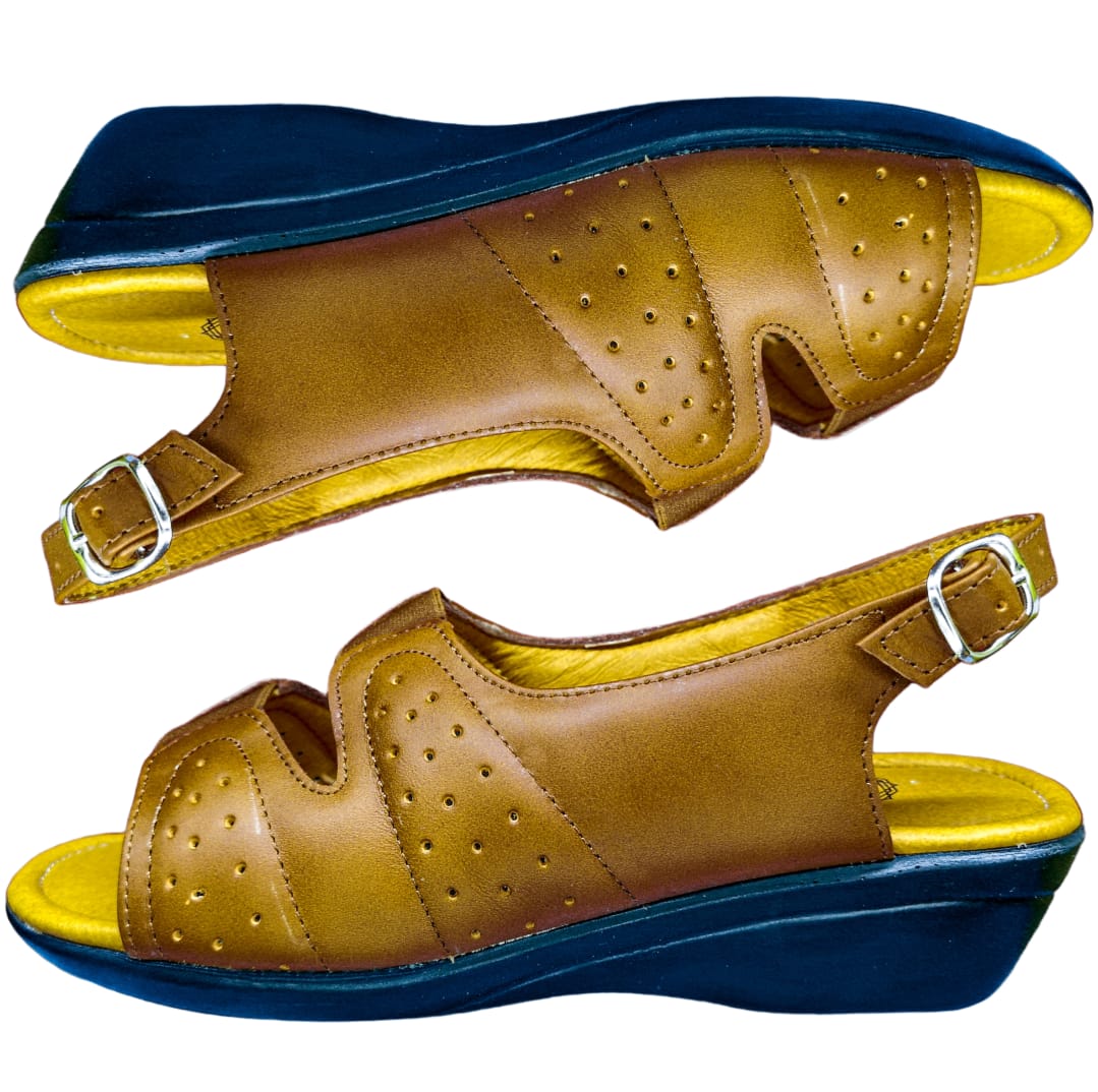 Huarache Para Dama Borrego Para Pie Delicado Y Diabético, Acojinado Color Miel.