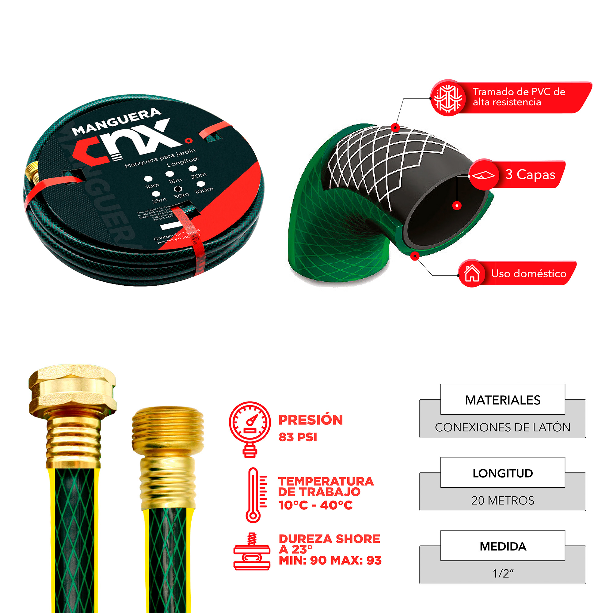Manguera para Jardín de 20 metros.