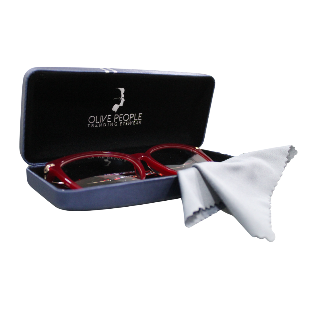 Estuche Rígido Para Gafas De Cuero PU - Incluye Paño De Limpieza, Color Verde