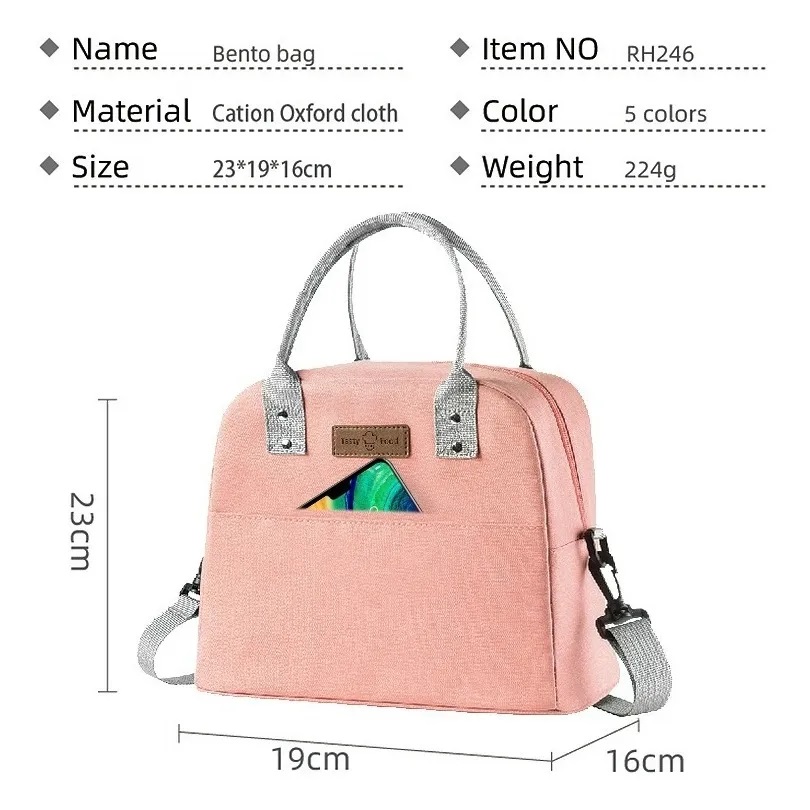 Bolsa De Almuerzo Térmica De Gran Capacidad Lonchera Rosa