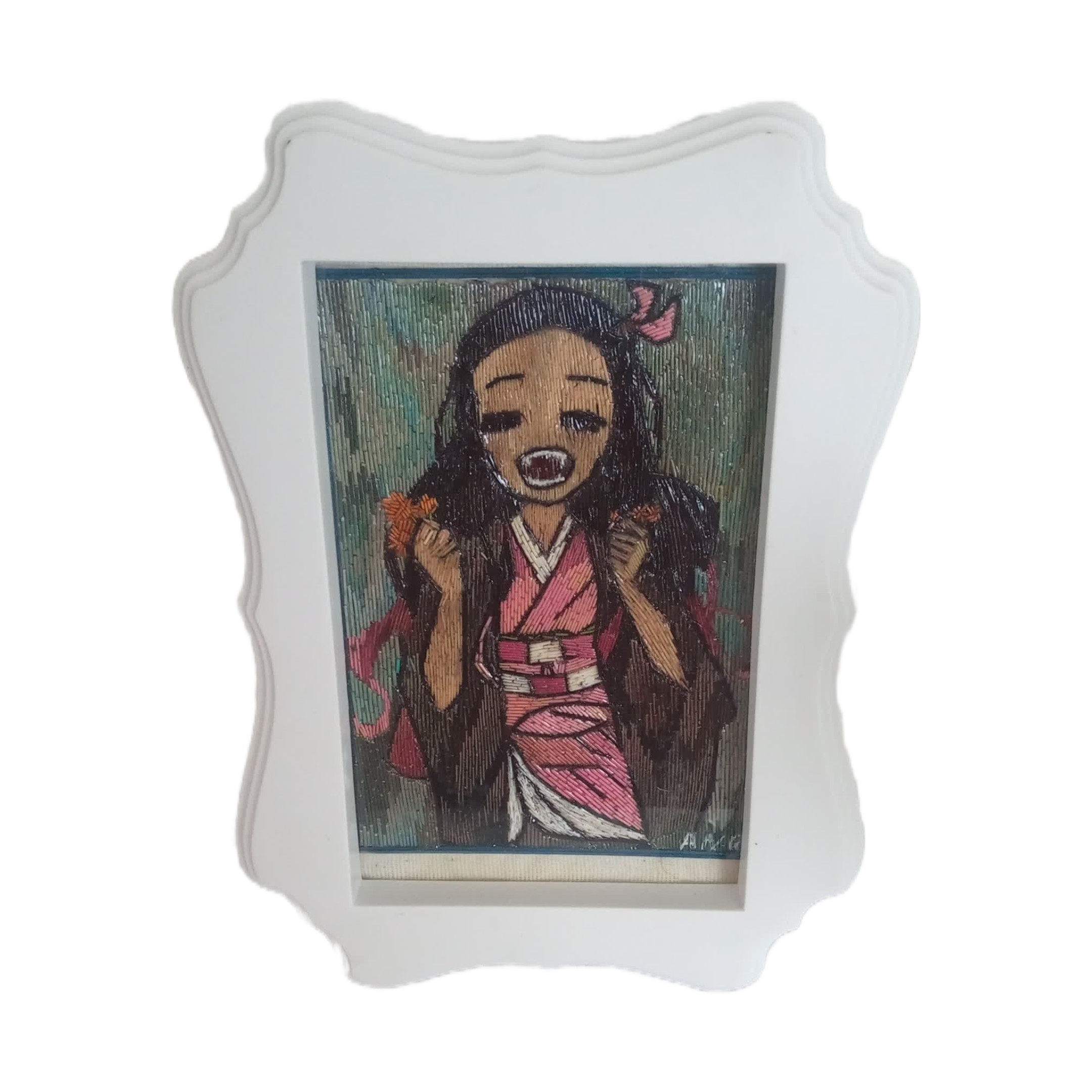 Artesanía con popotillo Nezuko en popotillo