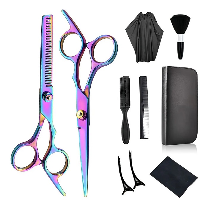 Kit De Tijeras Para Peluquería Profesional 10 Piezas Tornasol