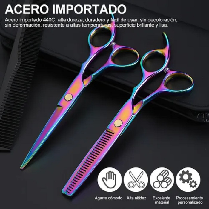 Kit De Tijeras Para Peluquería Profesional 10 Piezas Tornasol