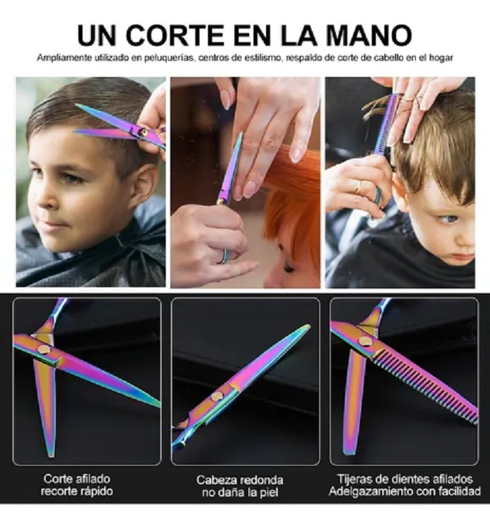 Kit De Tijeras Para Peluquería Profesional 10 Piezas Tornasol