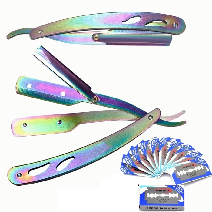 Navaja De Afeitar Porta Navaja Barbero 10 Navajas