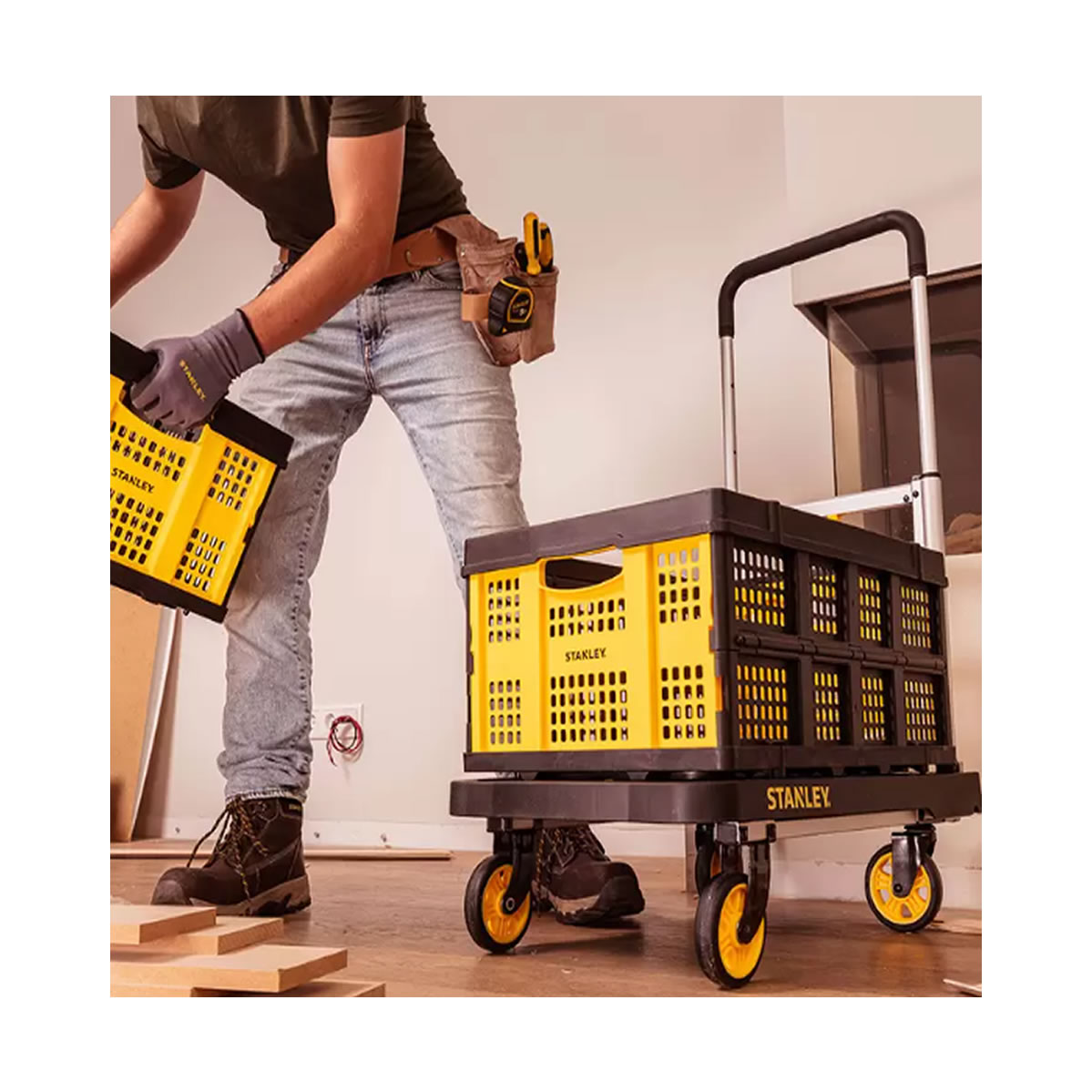 Carretilla Plataforma Plegable+Canastilla Multiusos Stanley